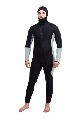 Гидрокостюм Монодайвинг мужской 5мм нейлон/нейлон черно-серый